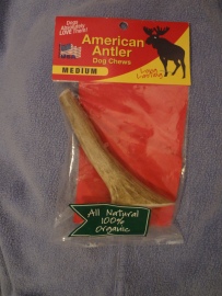 Piece of deer antler in its packaging.